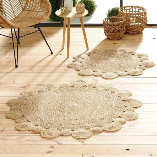 Tapis Rond Soleil Ajouré En Jute Cordou 120