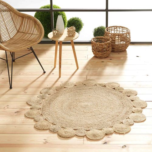 Tapis Rond Soleil Ajouré En Jute Cordou 120