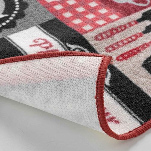 Tapis De Cuisine "digital Menu" 50x80cm Rouge