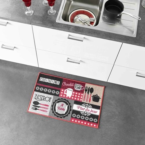 Tapis De Cuisine "digital Menu" 50x80cm Rouge