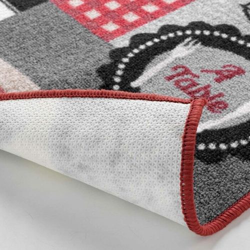 Tapis De Cuisine "digital Menu" 50x120cm Rouge