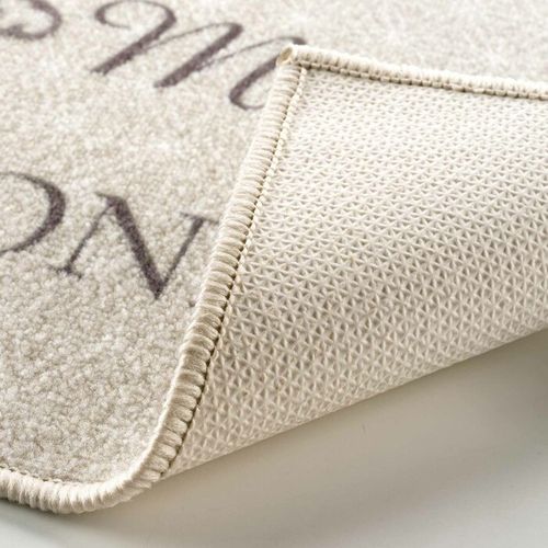 Tapis Déco Imprimé "happiness" 50x120cm Beige