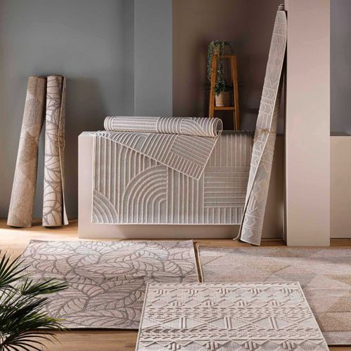 Tapis Ezio Graphique Tissé Avec Reliefs - 120x170 Cm - Naturel