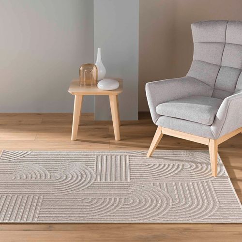 Tapis Ezio Graphique Tissé Avec Reliefs - 120x170 Cm - Naturel