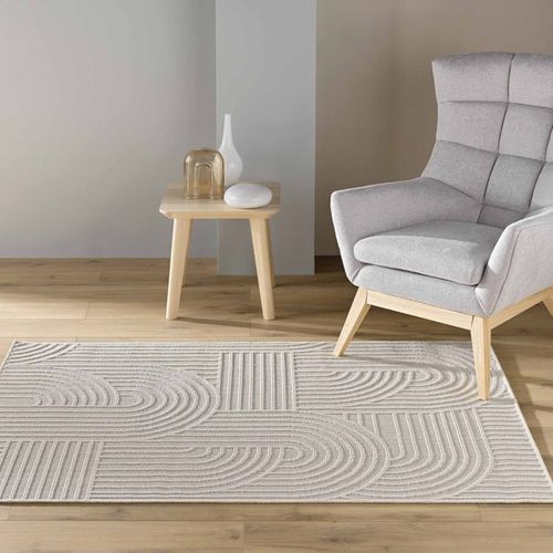 Tapis Ezio Graphique Tissé Avec Reliefs - 120x170 Cm - Naturel