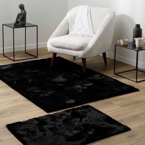 Tapis Imitation Fourrure "feline" 60x90cm Noir