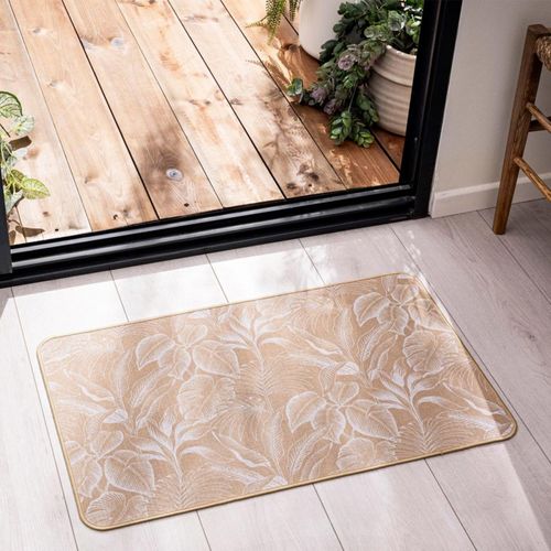 Tapis Déco Imprimé "stylis" 45x75cm Naturel et Blanc