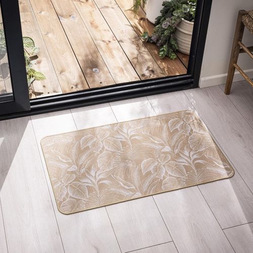 Tapis Déco Imprimé "stylis" 45x75cm Naturel et Blanc