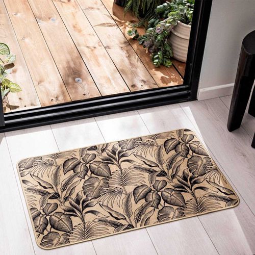 Tapis Déco Imprimé "stylis" 45x75cm Naturel et Noir
