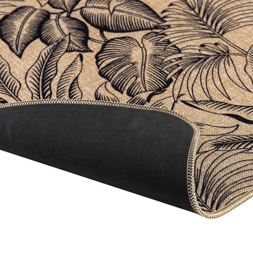 Tapis Déco Imprimé "stylis" 45x75cm Naturel et Noir