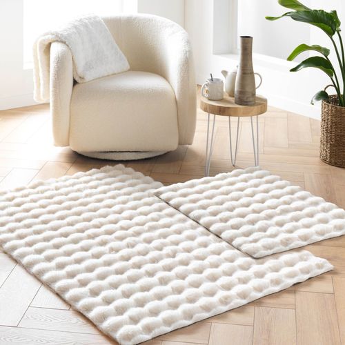 Tapis Doux En Imitation Fourrure Avec Relief Moelleux - 120x170 Cm - Naturel