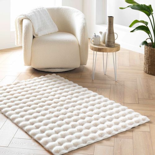 Tapis Doux En Imitation Fourrure Avec Relief Moelleux - 120x170 Cm - Naturel