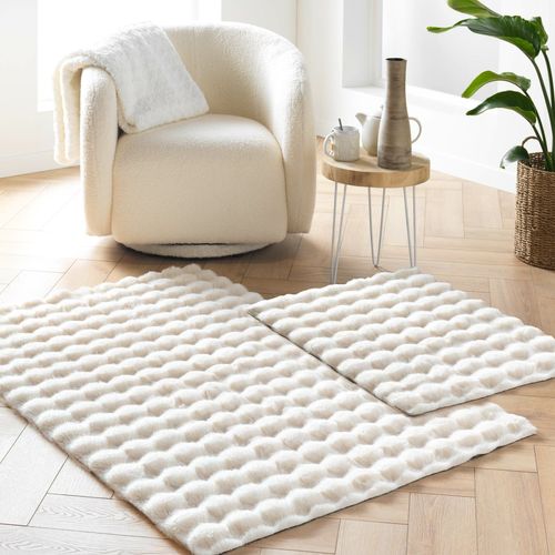 Tapis Doux En Imitation Fourrure Avec Relief Moelleux - 120x170 Cm - Naturel