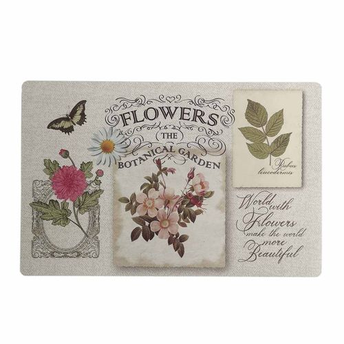 Set De Table Imprimé "les Fleurs" 28x44cm Naturel