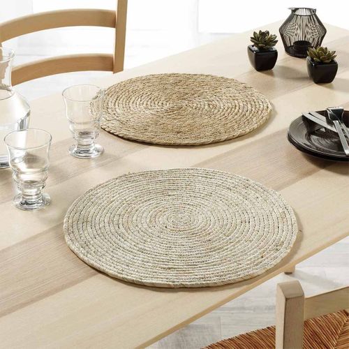 Set De Table Rond "paille De Jonc" 38cm Naturel