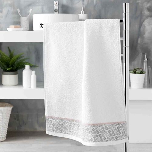 Serviette De Toilette Jacquard "belina" 50x90cm Blanc