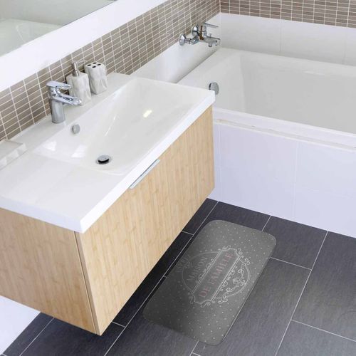 Tapis De Bain "maison De Famille" 45x75cm Gris