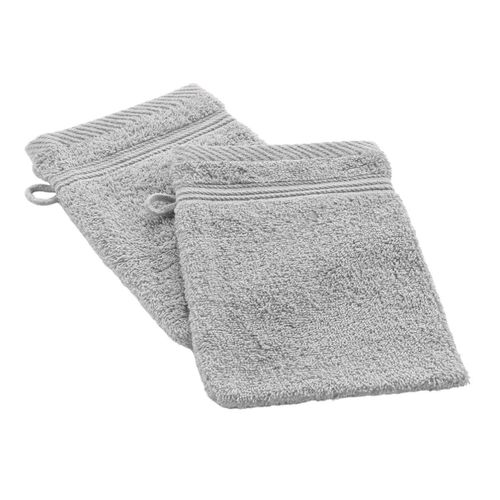 Lot De 2 Gants De Toilette "tendresse" 15x21cm Gris Perle