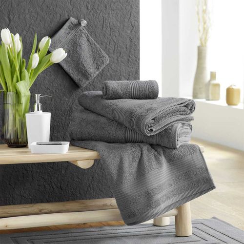 Lot De 2 Gants De Toilette "tendresse" 15x21cm Anthracite