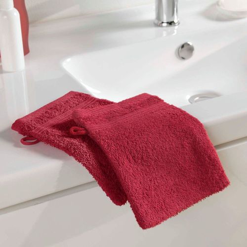 Lot De 2 Gants De Toilette "tendresse" 15x21cm Rubis