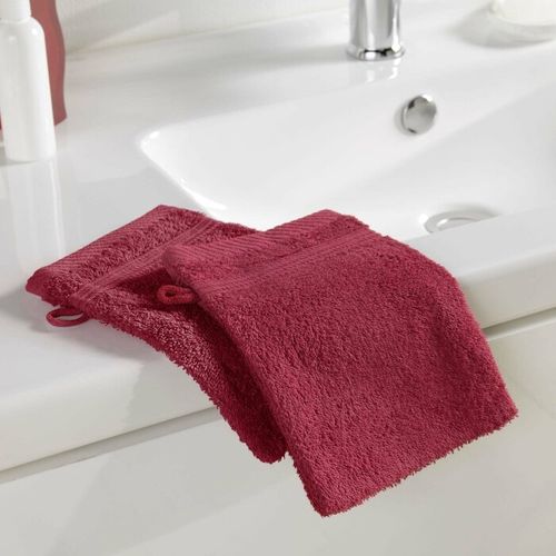 Lot De 2 Gants De Toilette "tendresse" 15x21cm Rubis
