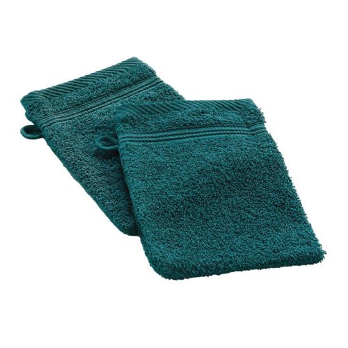 Lot De 2 Gants De Toilette "tendresse" 15x21cm Émeraude