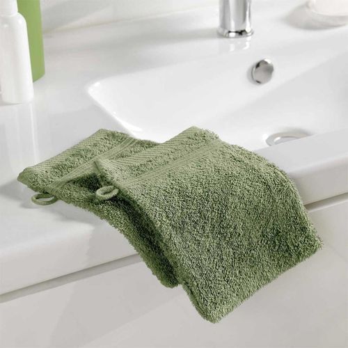 Lot De 2 Gants De Toilette "tendresse" 15x21cm Fougère