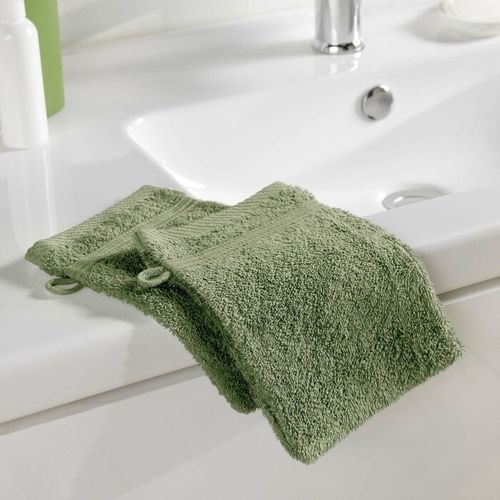 Lot De 2 Gants De Toilette "tendresse" 15x21cm Fougère