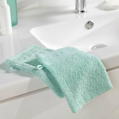 Lot De 2 Gants De Toilette "tendresse" 15x21cm Céladon