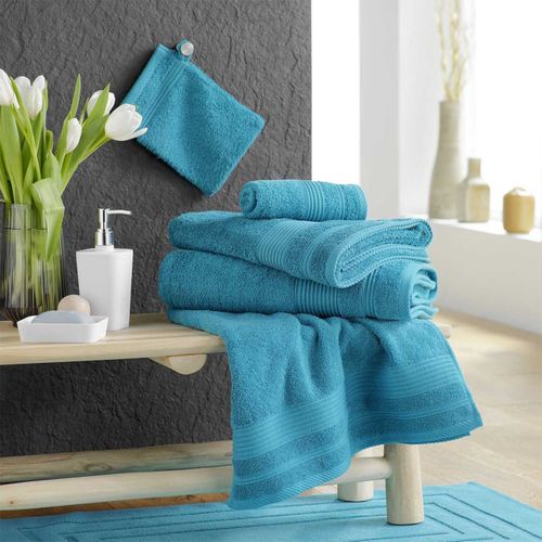 Lot De 2 Gants De Toilette "tendresse" 15x21cm Bleu Paon