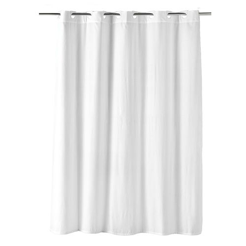 Rideau De Douche Avec Oeillets Clipsables - 180x200 Cm - Blanc