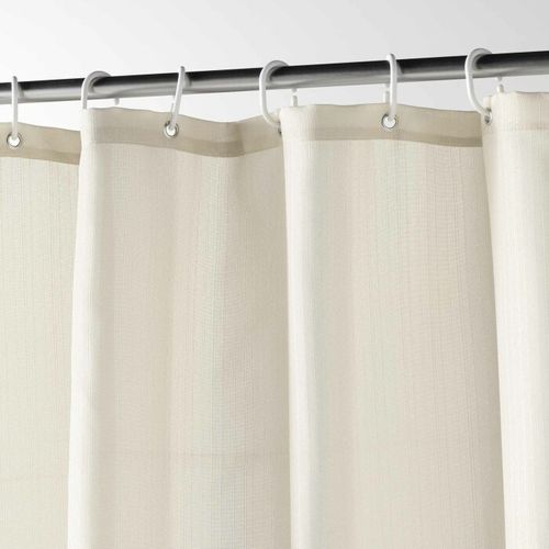 Rideau De Douche Uni Avec Crochets - 180x200 Cm - Naturel