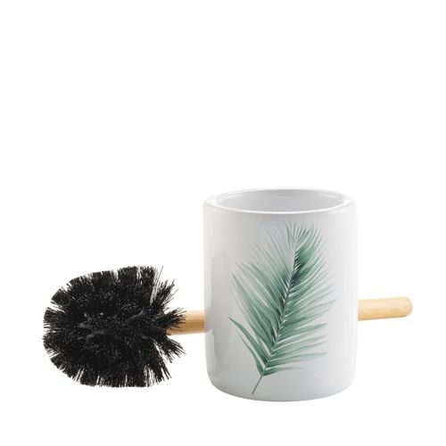 Brosse Wc Déco "havane" 36cm Blanc