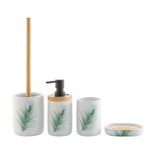 Brosse Wc Déco "havane" 36cm Blanc