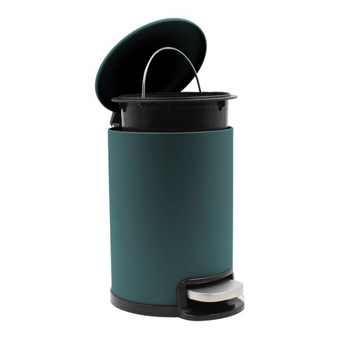Poubelle De Salle De Bain Métal Mat - 17x21x26 Cm - Bleu Paon