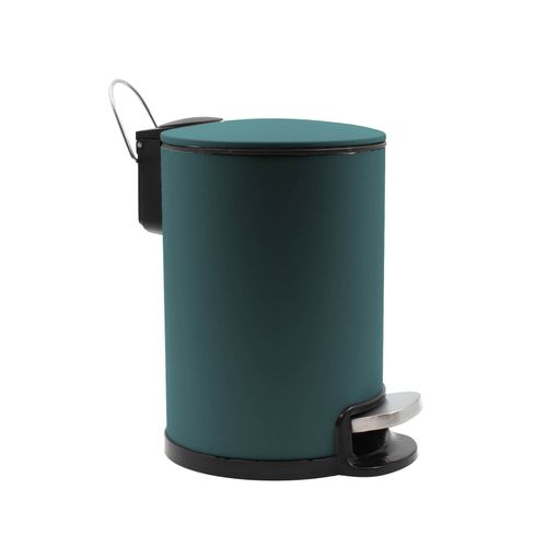 Poubelle De Salle De Bain Métal Mat - 17x21x26 Cm - Bleu Paon