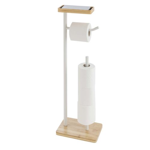 Dérouleur Papier Wc En Bambou "filano" 65cm Blanc et Naturel