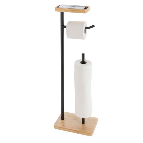 Dérouleur Papier Wc En Bambou "filano" 65cm Noir et Naturel