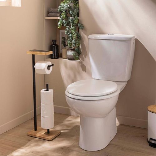 Dérouleur Papier Wc En Bambou "filano" 65cm Noir et Naturel