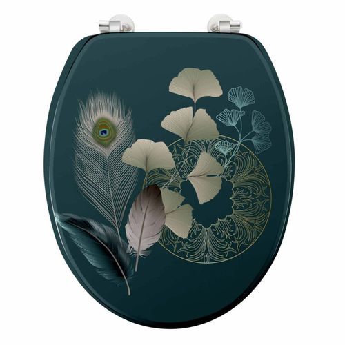 Abattant Wc Imprimé "ginkoblue" 45cm Vert Foncé