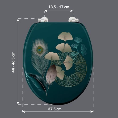 Abattant Wc Imprimé "ginkoblue" 45cm Vert Foncé
