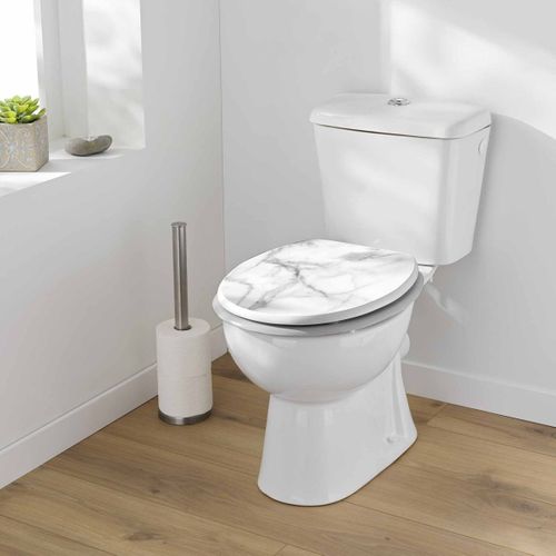 Abattant Wc Imprimé "effet Marbre" 46cm Blanc