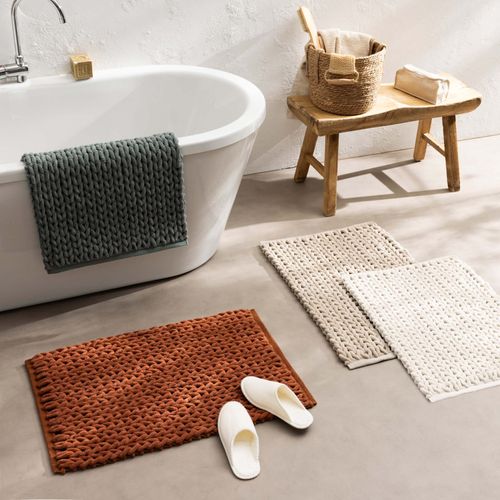 Tapis De Bain En Chenille Douce Antidérapant - 50x80 Cm - Terracotta
