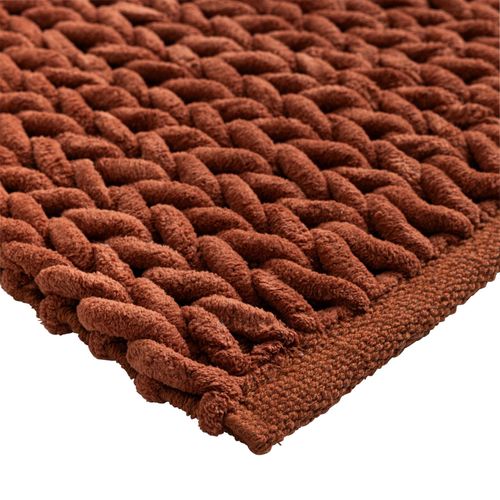 Tapis De Bain En Chenille Douce Antidérapant - 50x80 Cm - Terracotta
