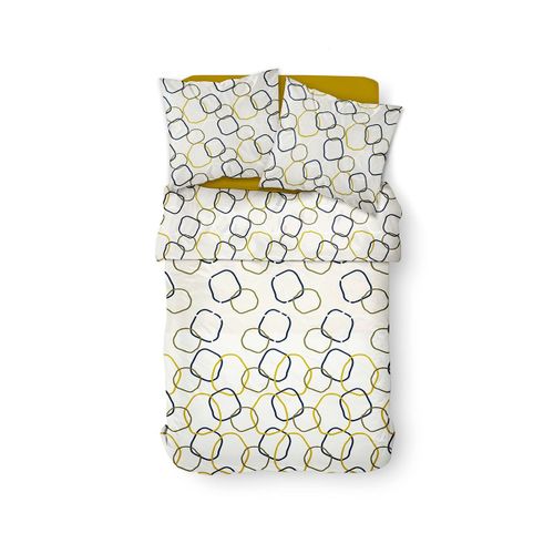 Parure De Lit Coton 2 Personnes Imprimé Graphique Sunshine Beige
