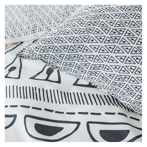 Parure De Lit 2 Personnes Imprimé Coton Sunshine Mahe Blanc