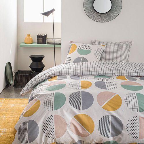 Parure De Couette Réversible Today 100% Coton 57 Fils 5.45 Taille 240x260 Cm