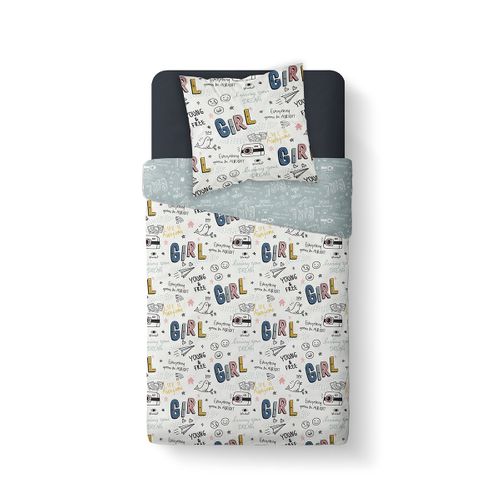 Housse De Couette Enfant 140x200 Avec 1 Taie D'oreiller 63x63 Cm Parure De Lit Polyester First 1.11