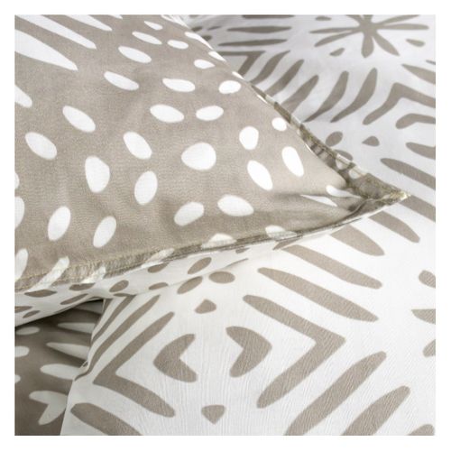 Parure De Lit Coton 2 Personnes Imprimé Graphique Sunshine Beige