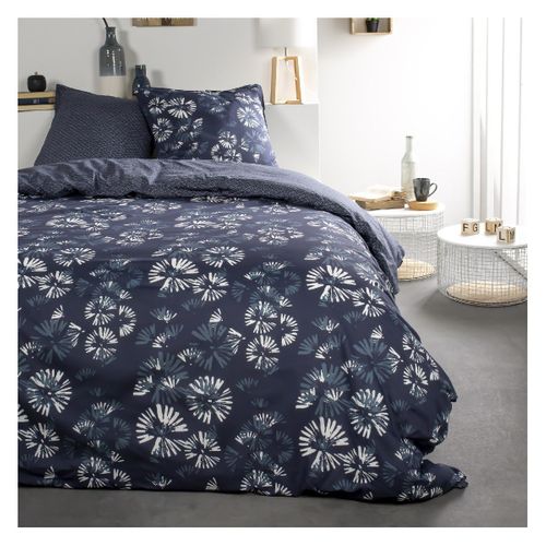 Parure De Lit Coton 2 Personnes Imprimé Floral Sunshine Bleu